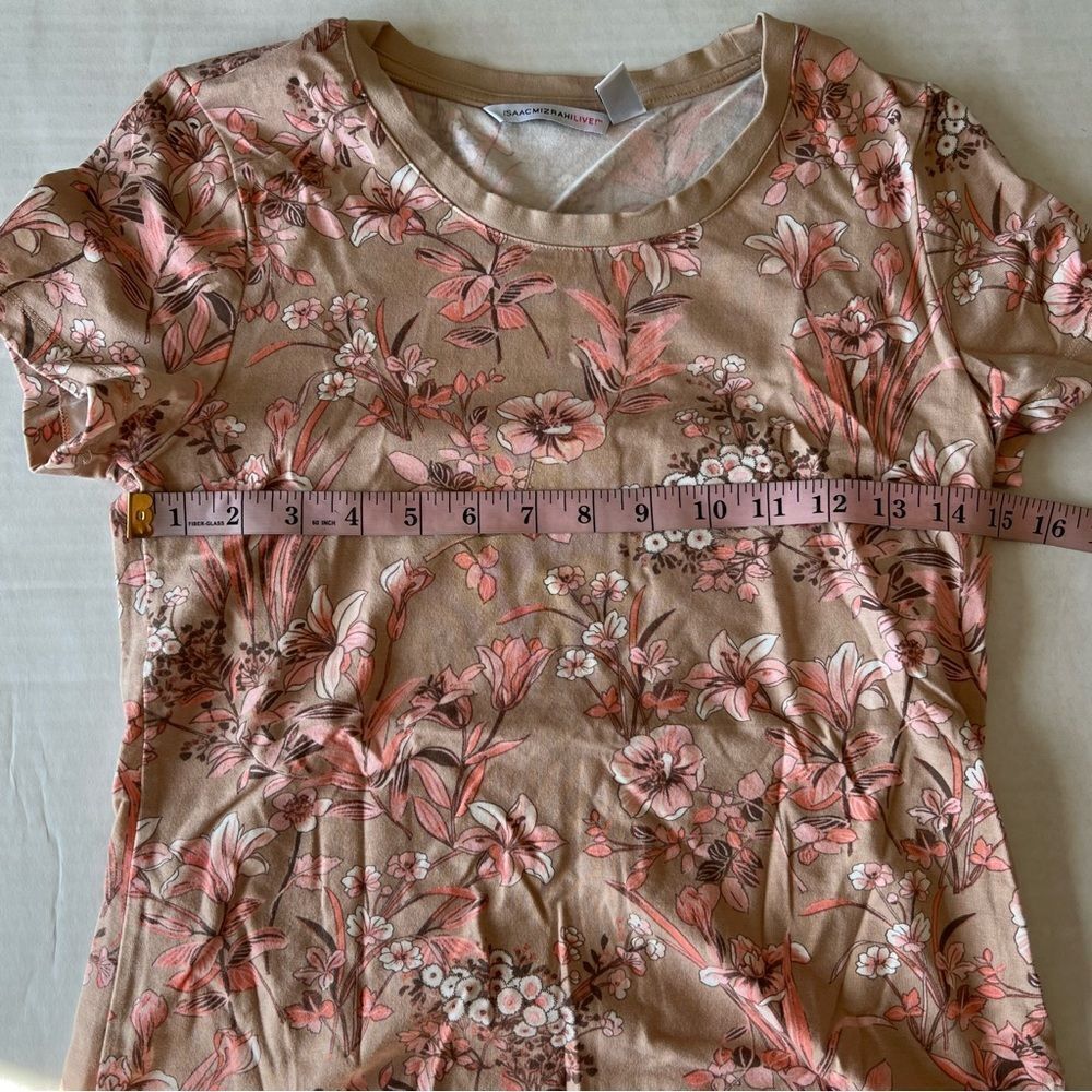NWOT Isaac Mizrahi! Short-Sleeve Knit Top Floral | Size XXS - Picture 8 of 9